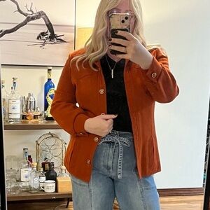 Butte Knit 70s true vintage blazer Orange jacket Women Sz M L polyester knit
